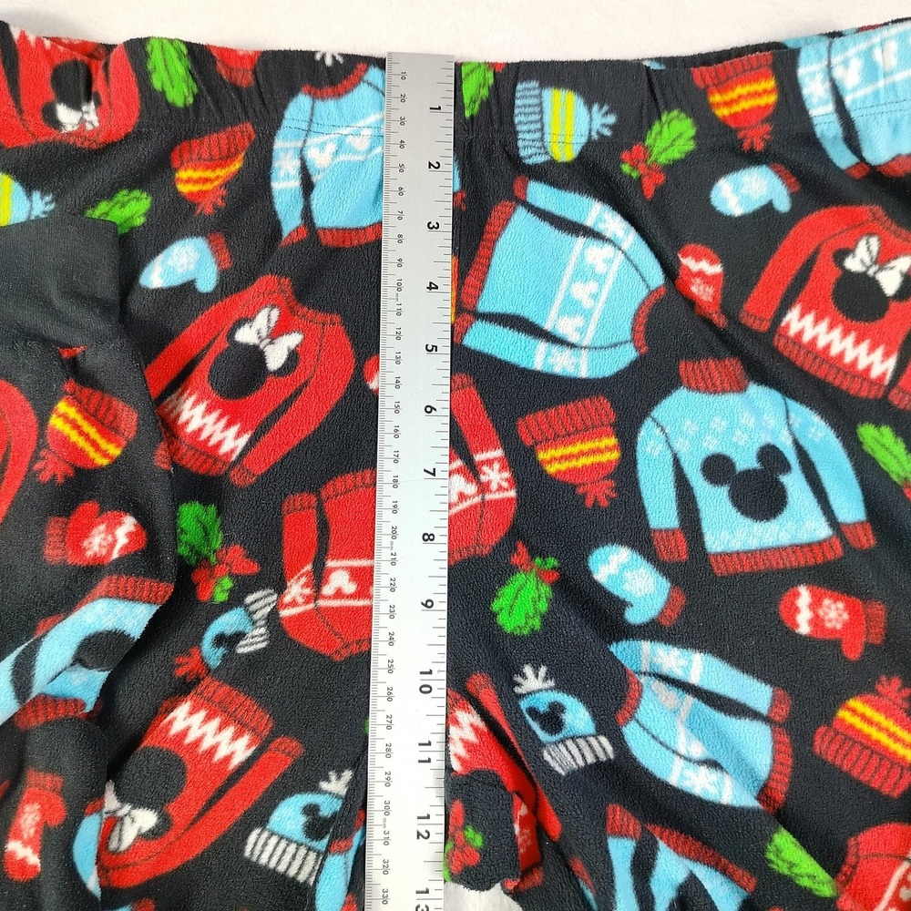 Disney Pajama Pants Youth Large 12-14 Black Fleece Mickey Mouse Christmas Jogger - Picture 7 of 7